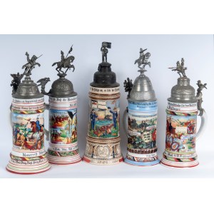 Reservist's mug, lot of five first quarter of the 20th century