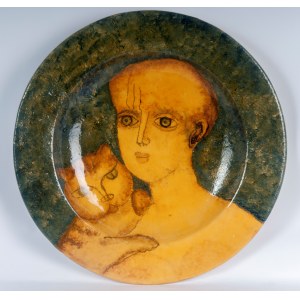 FRANCO GENTILINI (Faenza, 1909 - Roma, 1981) Polychrome ceramic pomp plate last quarter of the 20th century