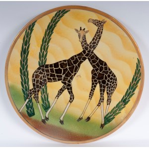 ALBERTO RUBBOLI (Gualdo Tadino, 1888 - 1975) Polychrome ceramic pomp plate 1930s