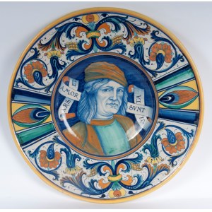 Polychrome ceramic pomp plate 1930s