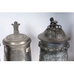 Lot of four pewter beer mugs 17th/18th/19th century
