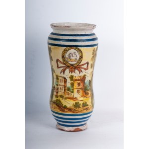 Polychrome ceramic pharmacy jar