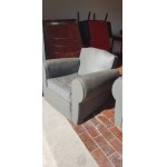 Pair of grey leather armchairs 1940s