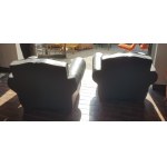 Pair of grey leather armchairs 1940s