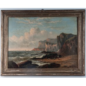 Landscape with cliff and boats late 19th early 20th century