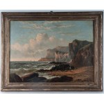 Landscape with cliff and boats late 19th early 20th century