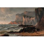 Landscape with cliff and boats late 19th early 20th century