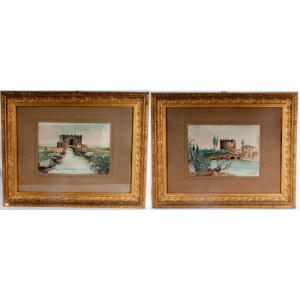 Lot of two watercolors on paper early 20th century