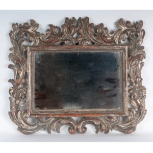 Wall mirror in silver-plated and carved wood 20th century