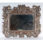 Wall mirror in silver-plated and carved wood 20th century