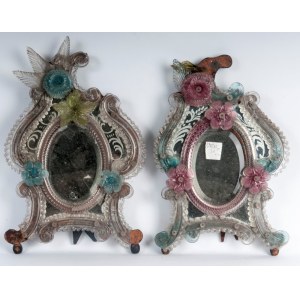 Lot of two Murano glass freestanding mirrors early 20th century