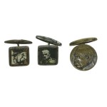 II RP, cufflinks, Jozef Pilsudski, 3 pcs. (831)