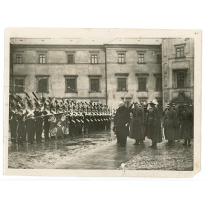 Warsaw - Polish President Ignacy Moscicki accepts the parade of a troop of cadets in historical uniforms, on the 100th anniversary of the November Uprising (177)