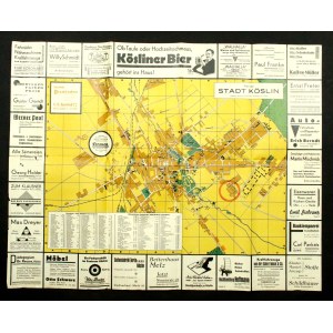 Map - Koszalin / Koslin, city map with advertisement (1124)