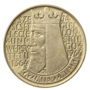 République populaire de Pologne, 10 zlotys 1964, Kazimierz Wielki - inscription en creux (502)