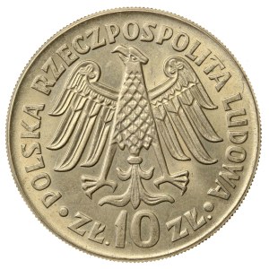 République populaire de Pologne, 10 zlotys 1964, Kazimierz Wielki - inscription en creux (502)