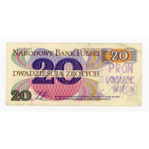 Solidarität, 20 Zloty 1982 K - Stempel WRON stimmt für PRON-Listen (203)