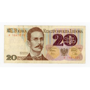 Solidarität, 20 Zloty 1982 K - Stempel WRON stimmt für PRON-Listen (203)