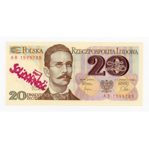 Solidarność, 20 złotych 1982 AB - stempel Solidarność (205)