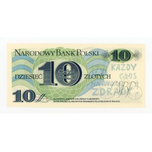 Solidarity, 10 zloty 1982 F - stamp 17.VI every vote for the weight of treason (210)