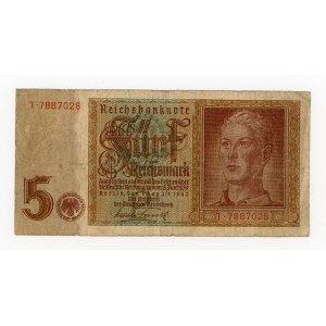 Germany, 5 marks 1942 - 7 figures. Watermark reversed (245)