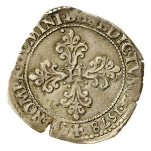 Henry of Valois, 1/2 Frank 1578 S, Troyes - rare (555)