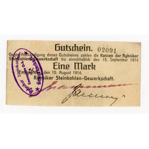 Radlin/Emmagrube ; Rybniker Steinkohlen - Gewerkschaft ; 1 Mk 15..1914 (276)