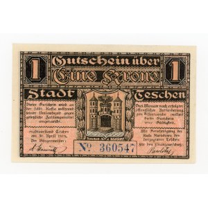 Cieszyn/Teschen; City; 30.4.1919; 1 crown (277).