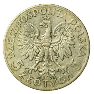 II RP, 5 gold 1933 Head of a Woman (842)