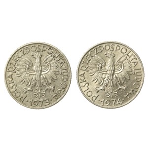 PRL, set of 5 gold 1973-1974 Fisherman. Total of 2 pcs. (866)