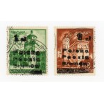 Brwinów, pair of cashier stamps with local overprint, 1945. attest (427)