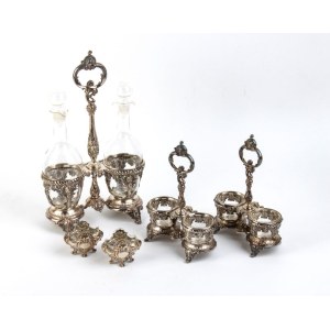 Set of Italian silver cruets and salt cellars - Italy, late 19th - early 20th century