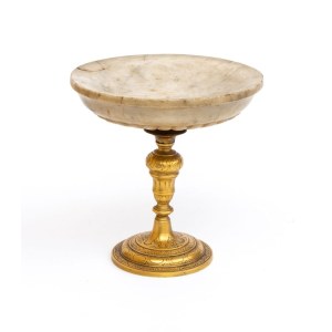 Pedestal in gilded bronze and white marble - Italy, 20th century