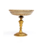 Pedestal in gilded bronze and white marble - Italy, 20th century