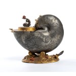 Nautilus mounted on an oval pewter base - Europe, 19th century
