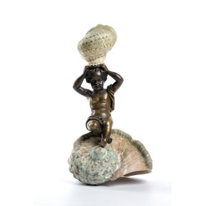 Composition with shells and bronze cherub - France, second half of the 19th century
