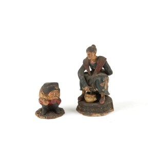 Pair of polychrome terracotta sculptures - 19th century