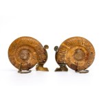 Pair of ammonites mounted on gilded metal bases - France or Italy, 19th century