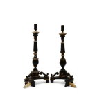 Pair of candlesticks in ebony and ivory - Austro-Flemish area, 16th - 17th century