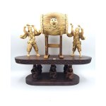 Mammoth ivory and rosewood sculpture group - China, 20th century