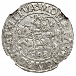 Zygmunt II August, Półgrosz 1548, Wilno - LI/LITVA NGC MS64