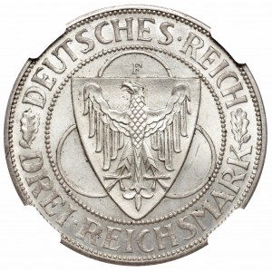 Niemcy, 3 marki 1930 F - Wyzwolenie Nadrenii NGC MS66
