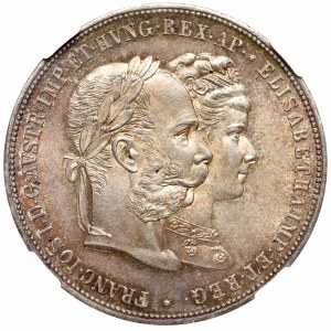 Austria, Franciszek Józef, 2 guldeny 1879 - srebrne wesele NGC MS64
