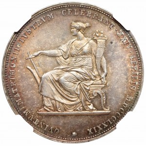 Austria, Franciszek Józef, 2 guldeny 1879 - srebrne wesele NGC MS64