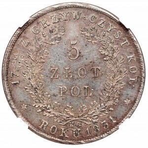 Powstanie Listopadowe, 5 złotych 1831 - NGC MS61