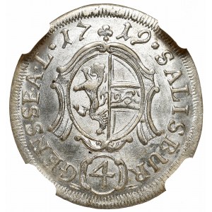 Austria, Biskupstwo Salzburg, 4 krajcary 1719 - NGC MS65