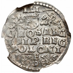 Zygmunt III Waza, Trojak 1596, Lublin - nieopisany M•D L• NGC MS63