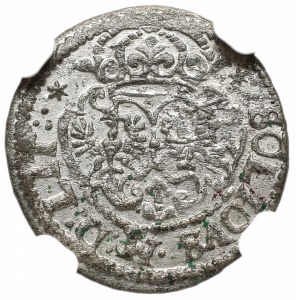 Zygmunt III Waza, Szeląg 1618, Wilno - Bogoria NGC MS62