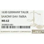 Germany, Saxony, Johann Georg, Thaler 1630, Dresen - 100th Anniversary of the Augsburg Confession NGC MS62