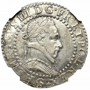 Henryk Walezy, 1/2 franka 1587, Poitiers - NGC AU53 